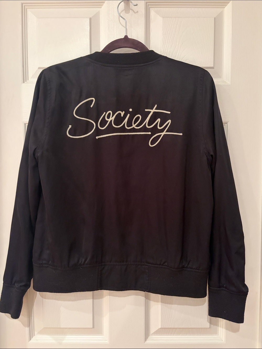 Amuse Society Black Bomber Jacket with White 'Society' Script